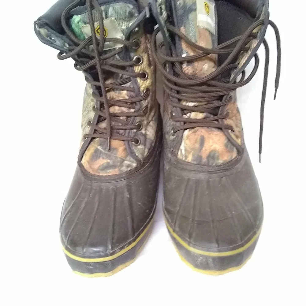 Game Winner Men's Boots Waterproof Steel Shank Sz10 Camo Rain/Rubber Styl-3696